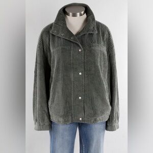 NWT| Hello Nite | Corduroy Snap Jacket in Dusty Olive | Sz L